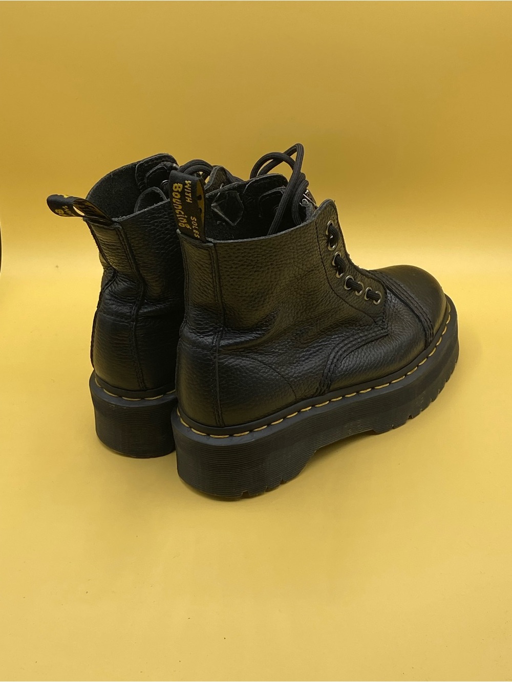 Dr. Martens Black Leather Platform Lace-Up Boots with Front Zip - Picture 4 of 4